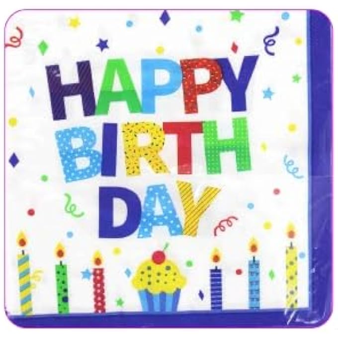 HAPPY BIRTHDAY PAPER NAPKINS 33X33CM 2 PLY12 PIECE SET FOR FESTIVE CELEBRATIONS AND PARTY DECOR PERFECT FOR CAKE SNACKS AND MEMORABLE GATHERINGS - Image 1